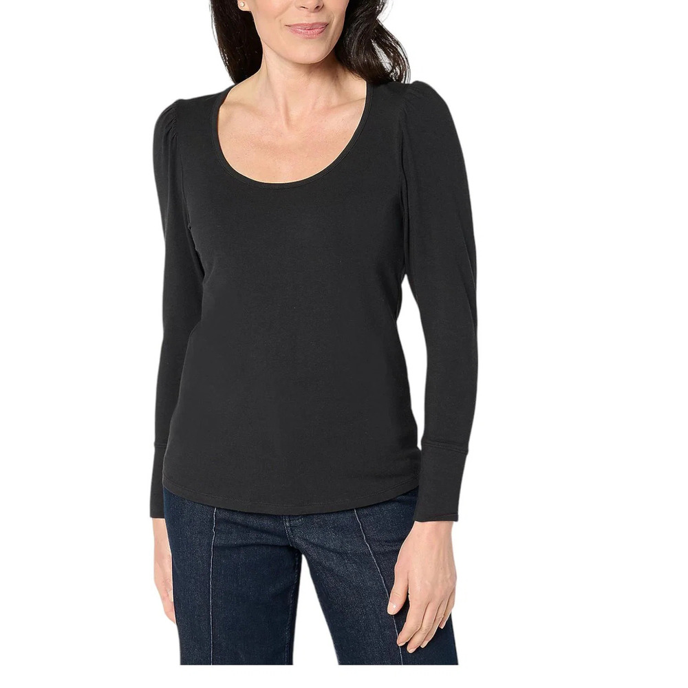 Me by Jennie Garth Women's Oakley Knit Scoop Neck Top Black - Regular